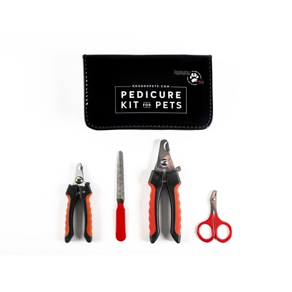 Gou Gou Pets Pet Care Pedicure Kit for Dogs, Cats, Birds and Reptiles - 2 Miller's Forge Nail Clippers, Small Scissors Style Clipper and One Nail File, Includes Compact Travel Carry Case