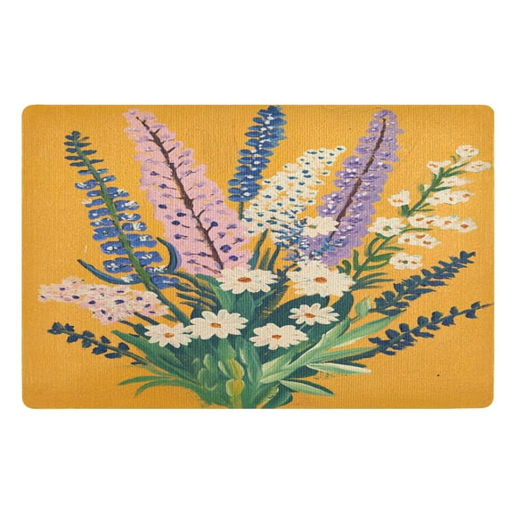 Gouache on Lavender Daisy Floor Door Mat Outdoor Indoor for Home Entrance Welcome Mats 32"x20"