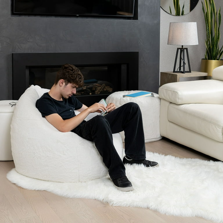 Gouchee Home Agora Faux Fur Bean Bag Chair White Walmart