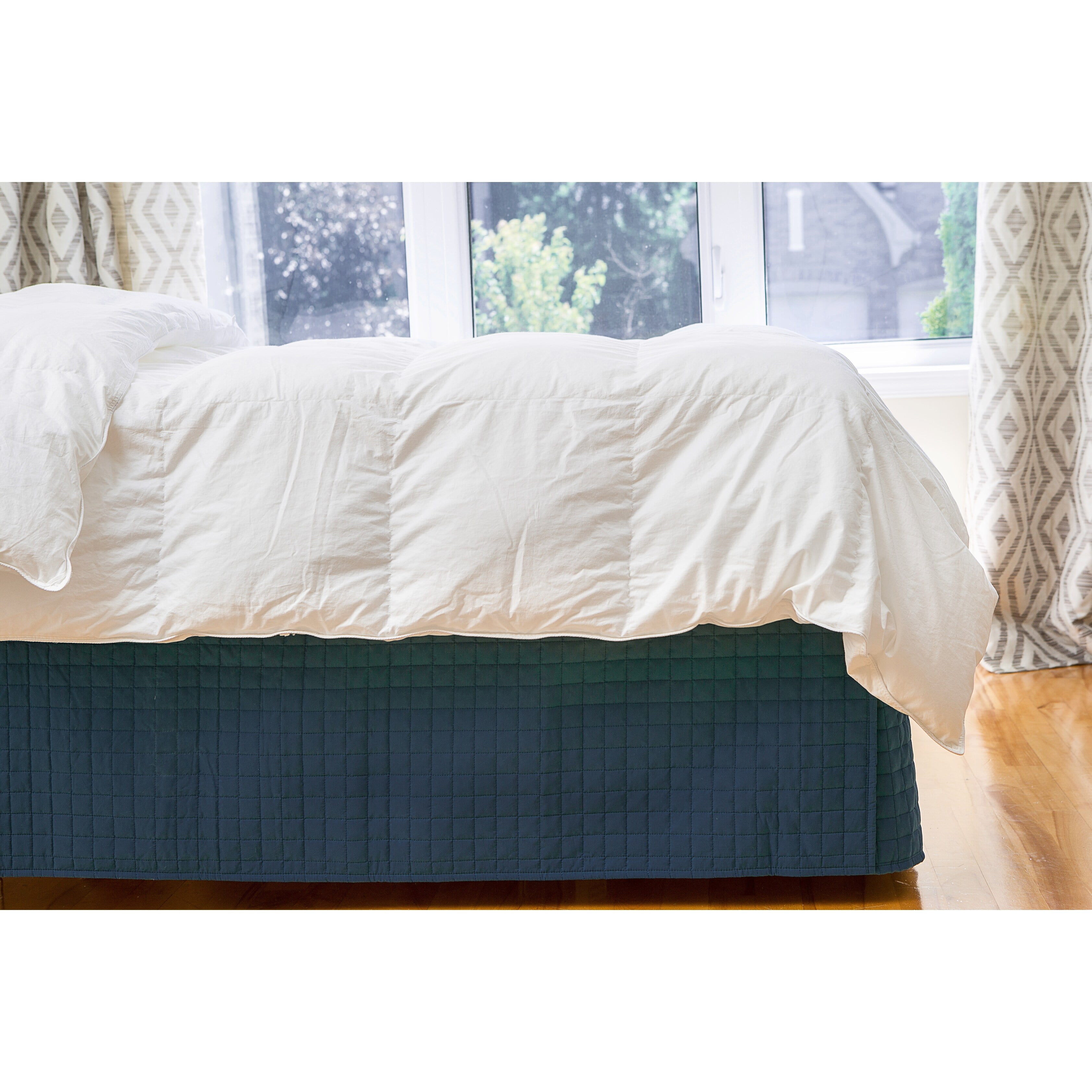Denim bed skirt queen top