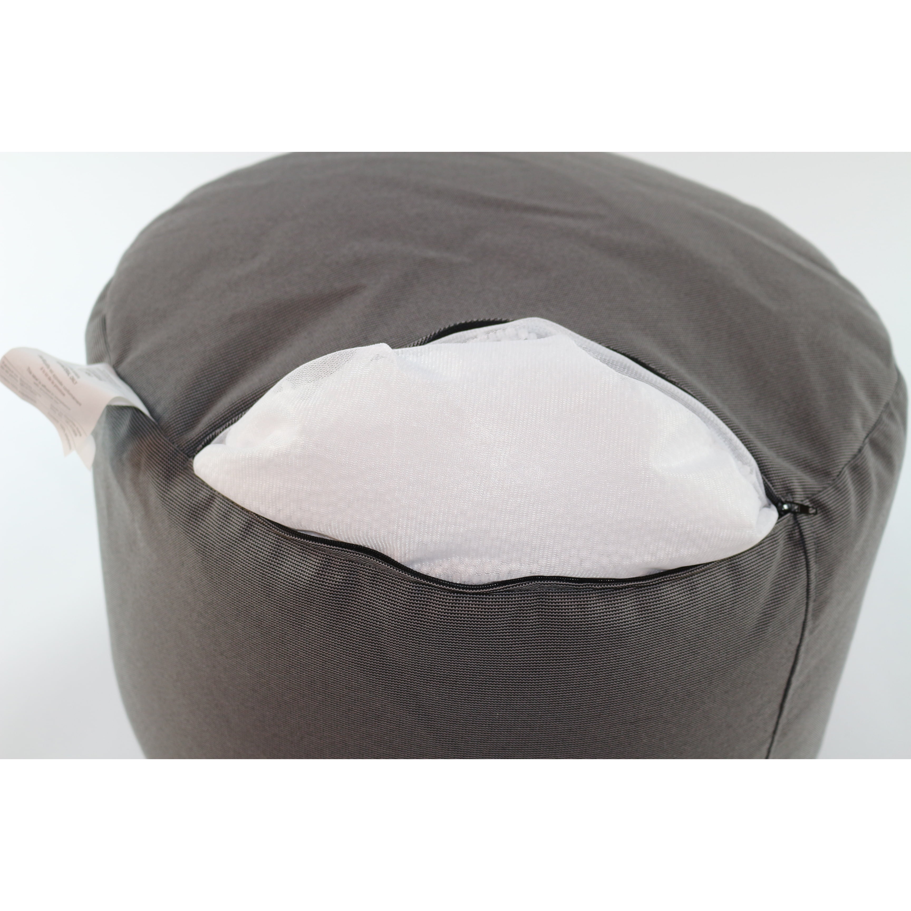 Charcoal Waterproof Round Ottoman Pouf with Polystyrene Beads