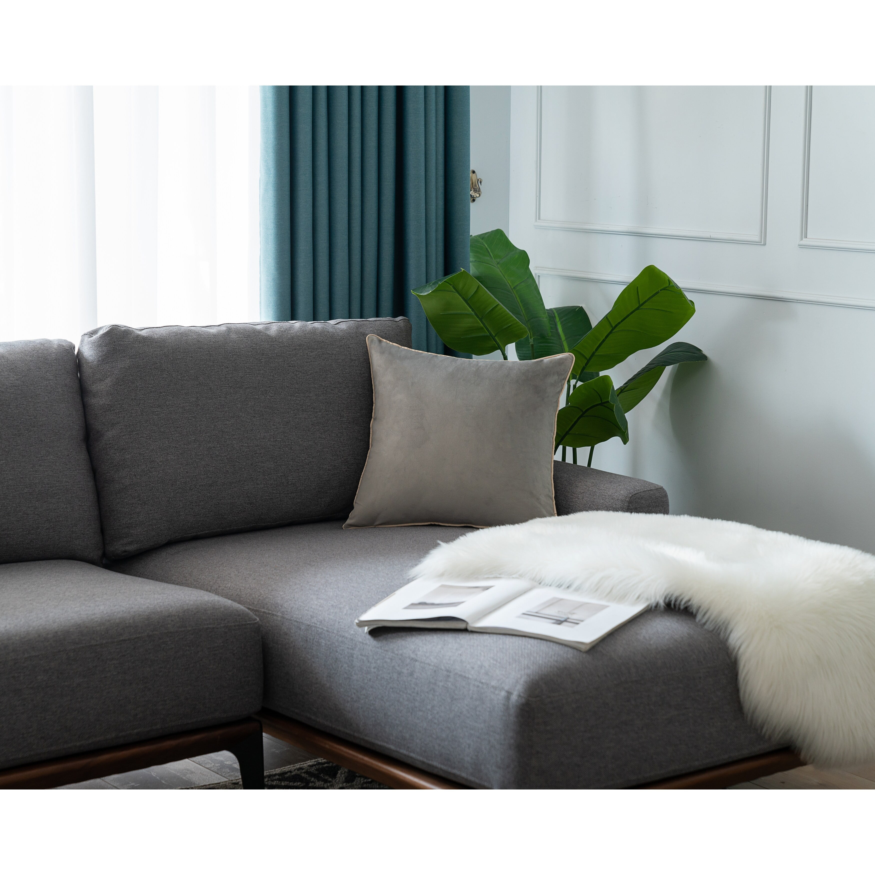 Gray Velvet Reversible 18" x 18" Throw Pillow Set