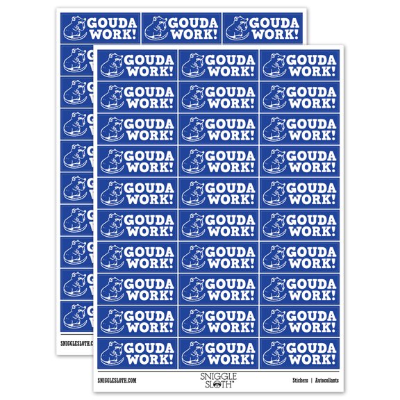Gouda Good Work Mouse with Cheese Teacher Student School Sticker Set - Dark Blue - Matte Finish - 1.75" Medium