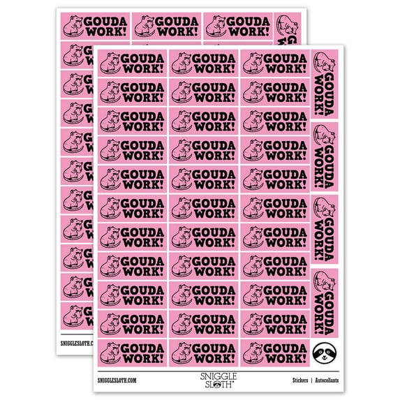 Gouda Good Work Mouse with Cheese Teacher Student School Sticker Set - Light Pink - Matte Finish - 1.5" Small