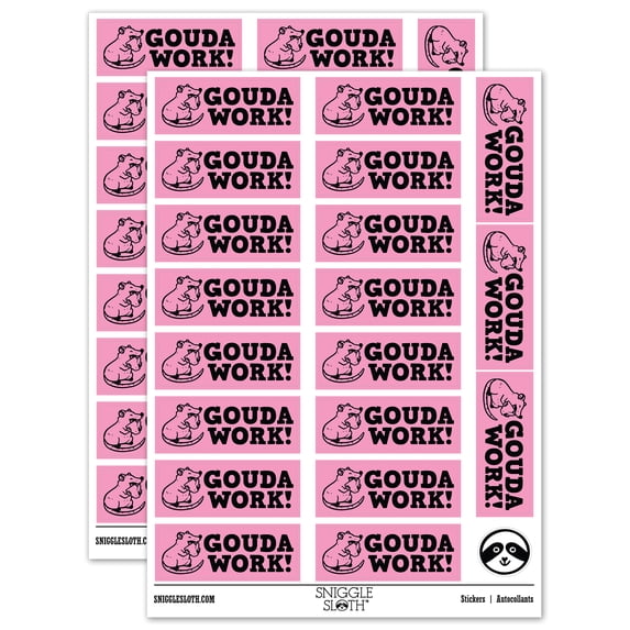 Gouda Good Work Mouse with Cheese Teacher Student School Sticker Set - Light Pink - Matte Finish - 2.00" Large