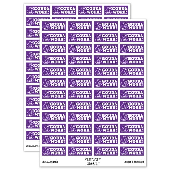 Gouda Good Work Mouse with Cheese Teacher Student School Sticker Set - Purple - Gloss Finish - 1.25" Mini