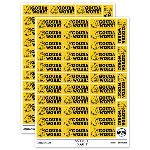 Gouda Good Work Mouse with Cheese Teacher Student School Sticker Set - Yellow - Gloss Finish - 1.5" Small