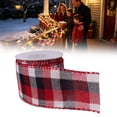 thumbnail image 1 of Goujian Christmas Plaid Wired Ribbon, 5 Yards Burlap Checkered Edge Ribbon, DIY Wreath Bow Gift Wrapping for Xmas Tree Weddings Holiday Home Crafts Decor, 1 of 6