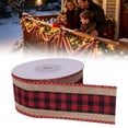 thumbnail image 1 of Goujian Christmas Plaid Wired Ribbon, 5 Yards Burlap Checkered Edge Ribbon, DIY Wreath Bow Gift Wrapping for Xmas Tree Weddings Holiday Home Crafts Decor, 1 of 6