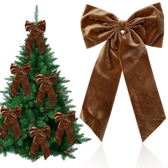 Goujian Giant Satin Velvet Big Bow Ornament, 29×45cm Pre‑Made Decorative Ribbon Bow for Christmas Tree Wreath Wall Backdrop Wedding Birthday Party Home Holiday Decoration