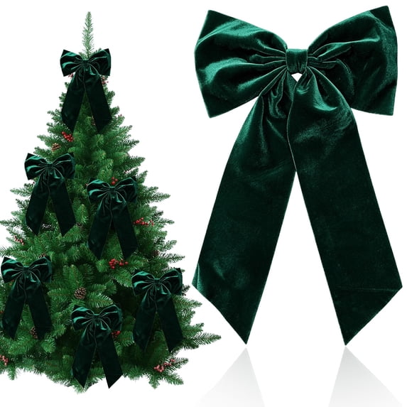 Goujian Giant Satin Velvet Big Bow Ornament, 29×45cm Pre‑Made Decorative Ribbon Bow for Christmas Tree Wreath Wall Backdrop Wedding Birthday Party Home Holiday Decoration