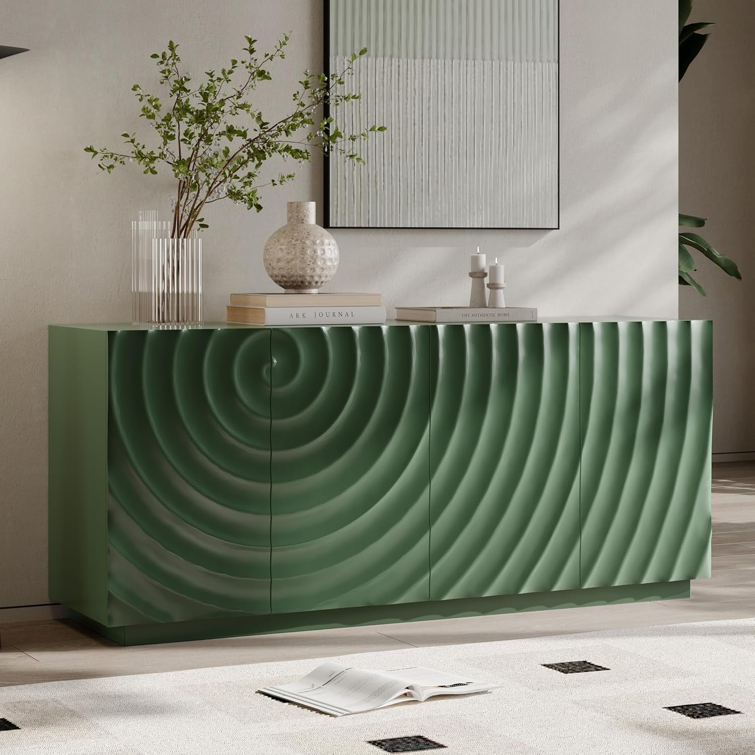 Goujxcy Wood Buffet Sideboard Server Storage Console Table with