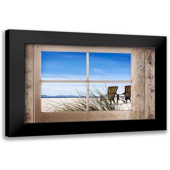 Gould, Marilyn 14x10 Black Modern Framed Museum Art Print Titled - Window With a Beach View