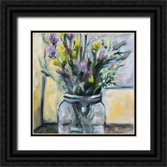 Gould, Renee 12x12 Black Ornate Wood Framed with Double Matting Museum Art Print Titled - Pickin Wildflowers