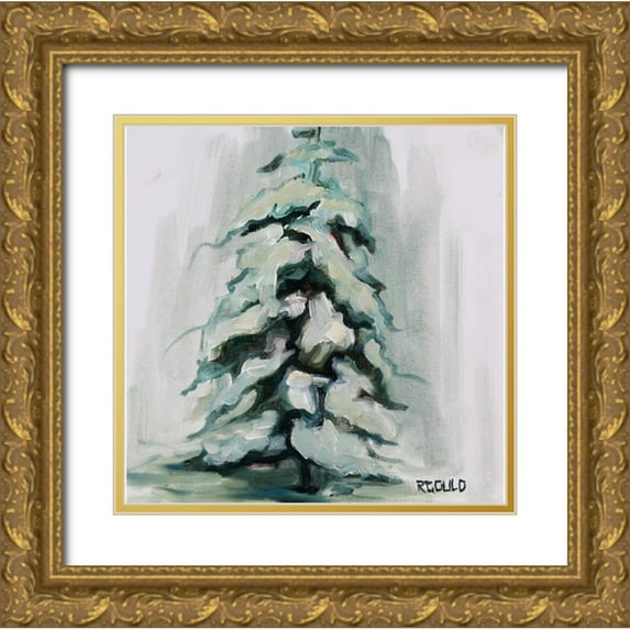 Gould, Renee 12x12 Gold Ornate Wood Framed with Double Matting Museum Art Print Titled - Snowy Tree 2