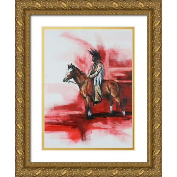 Gould, Renee 14x18 Gold Ornate Wood Framed with Double Matting Museum Art Print Titled - Where the Red Sun Sinks
