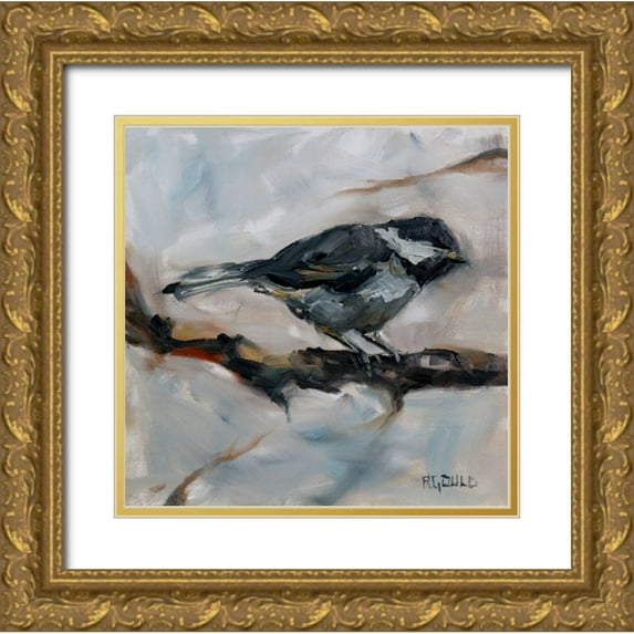 Gould, Renee 20x20 Gold Ornate Wood Framed with Double Matting Museum Art Print Titled - Chickadee 3