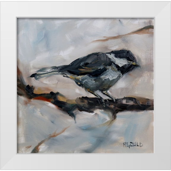 Gould, Renee 20x20 White Modern Wood Framed Museum Art Print Titled - Chickadee 3