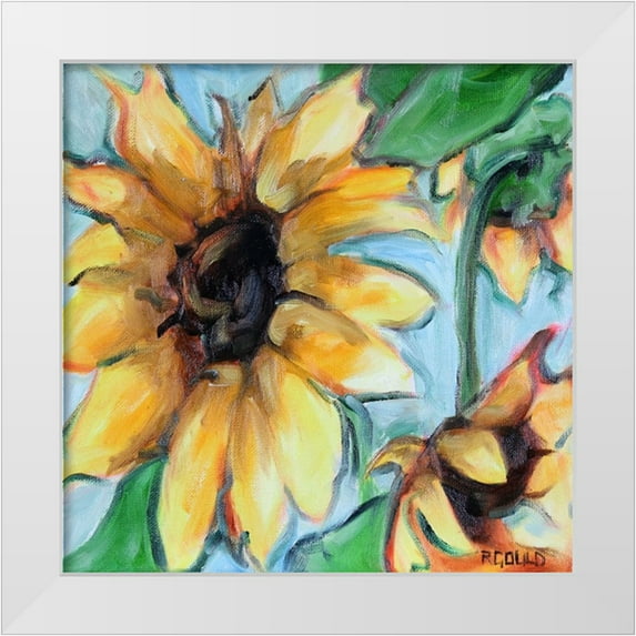 Gould, Renee 20x20 White Modern Wood Framed Museum Art Print Titled - Sunflowers 6