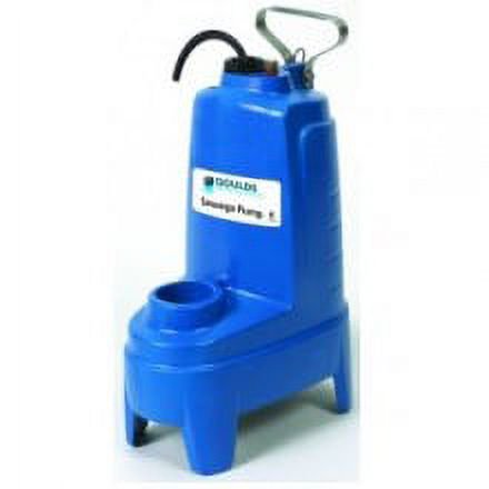 Goulds PV51P1F, Model PV5, PV Series, Vortex Sewage Pump with Piggyback Wide Angle Float Switch, 1/2 HP, 115 Volts, 1 Phase, 100 GPM Max, 22 ft Max Head, 20 ft Cord