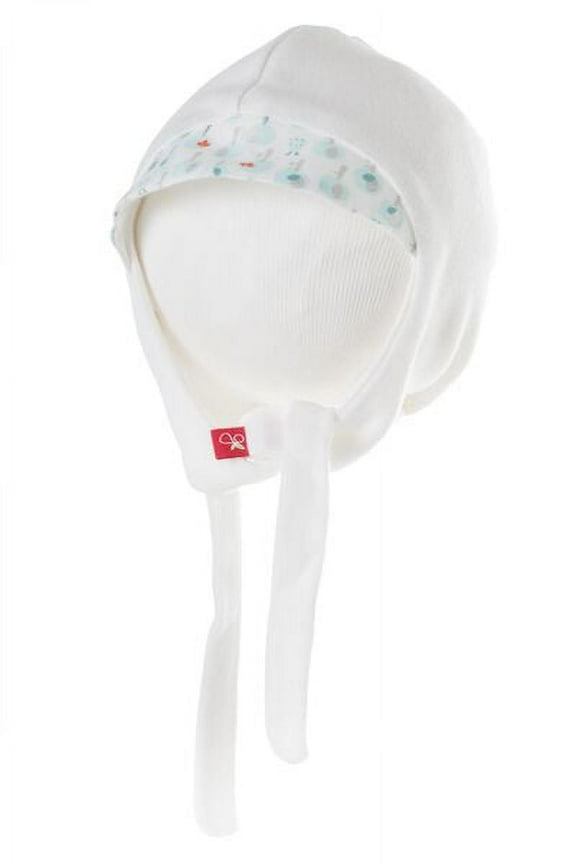 Organic Cotton Tie On Baby Hat (Forest Friends Aqua, 0-3 Months)