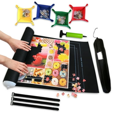 Gourbette Portable Roll Up Jigsaw Puzzle Mat, Black
