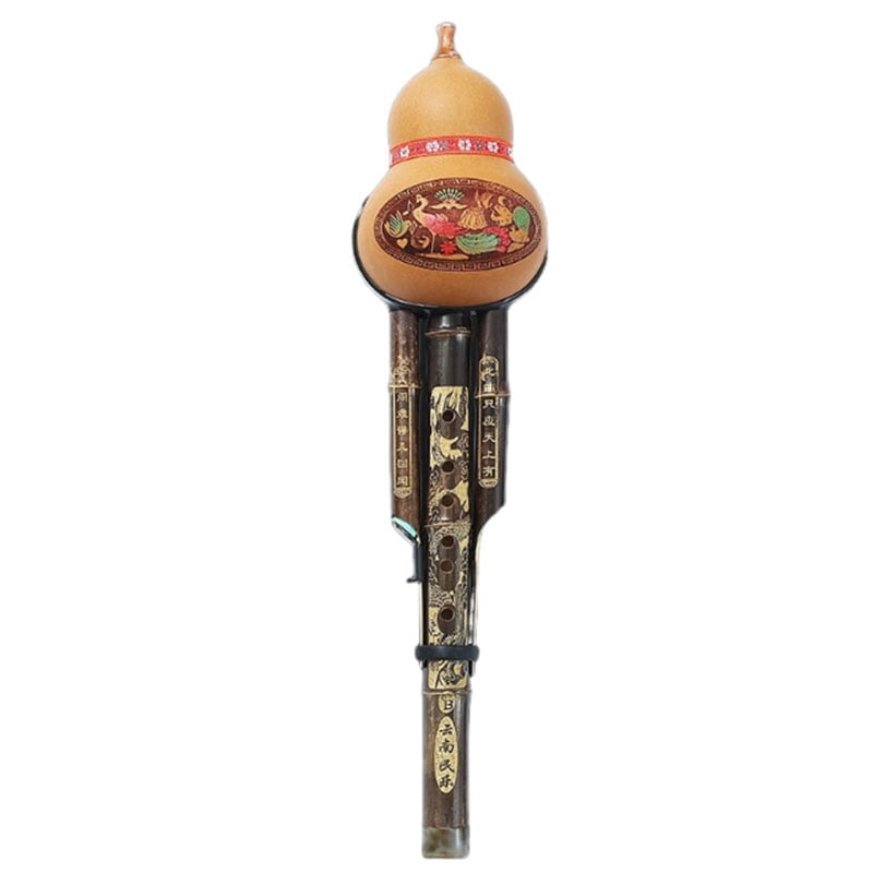 Gourd Flute Made of Bamboo, Chinese Hulusi Gourd Flute, National Wind Instrument in B-flat key Traditional Hulusi Flute Professional Flute Instrument for Music Lovers Beginners