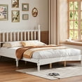 thumbnail image 1 of Gourd Headboard Queen Size Platform Bed - Retro Style, White Wood, , No Box Spring, Slat Supported White,, 1 of 7