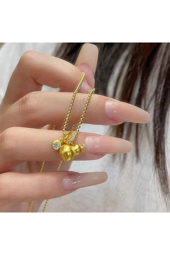 Gourd Pendant Necklace Chinese Style Fu Character Lucky Symbol Jewelry Fashion Accessory for Women Vintage Inspired