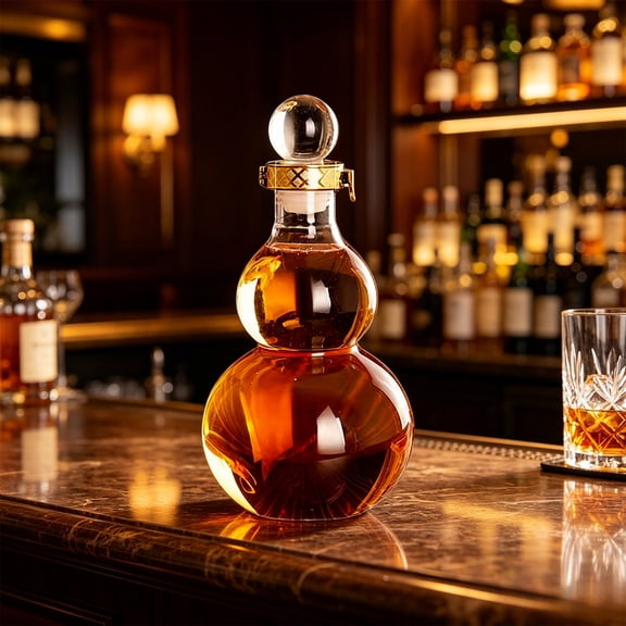 Gourd Shape Whiskey Decanter High Borosilicate Glass Bourbon Carafe Fashionable Wine Bottle For Gift Home Bar