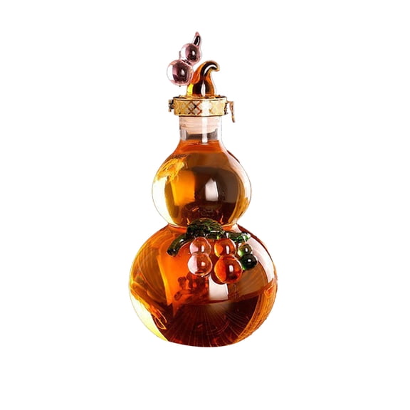 Gourd-Shaped Whiskey Decanter Glass Bottle for Liquor Storage and Gift Use, 20oz Durable Borosilicate Glass Handcrafted Design for Home Bar Display