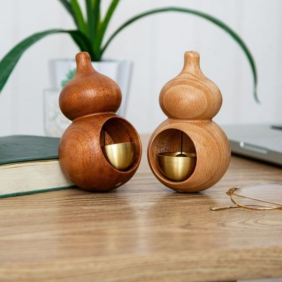 Gourd Wind Chime Outdoor Indoor Natural Wooden Handcrafted Garden Decor Patio Balcony Hanging Musical Chimes Relaxing Meditation Decorative Doorbell Housewarming Gift Home Decoration with Soothing