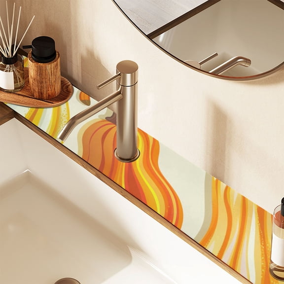 Gourds Sink Splash Guard Faucet 14.7x5.4in Drying Mat Drying Mat Absorbent Pad for Bathroom Kitchen 1PCS