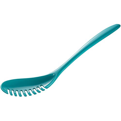 Gourmac 12-Inch Melamine Pasta Server Spaghetti Fork & Strainer, Turquoise
