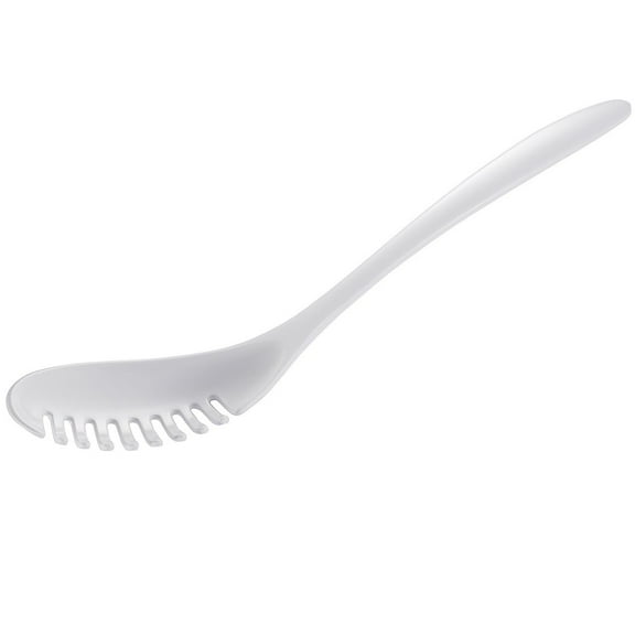 Gourmac 12-Inch Melamine Pasta Server Spaghetti Fork & Strainer, White