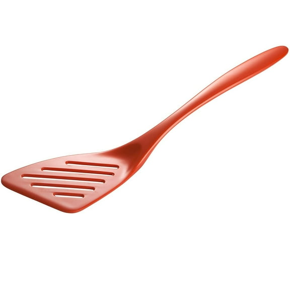 Hutzler 12.5 Inch Melamine Angled Slotted Turner Spatula - Orange