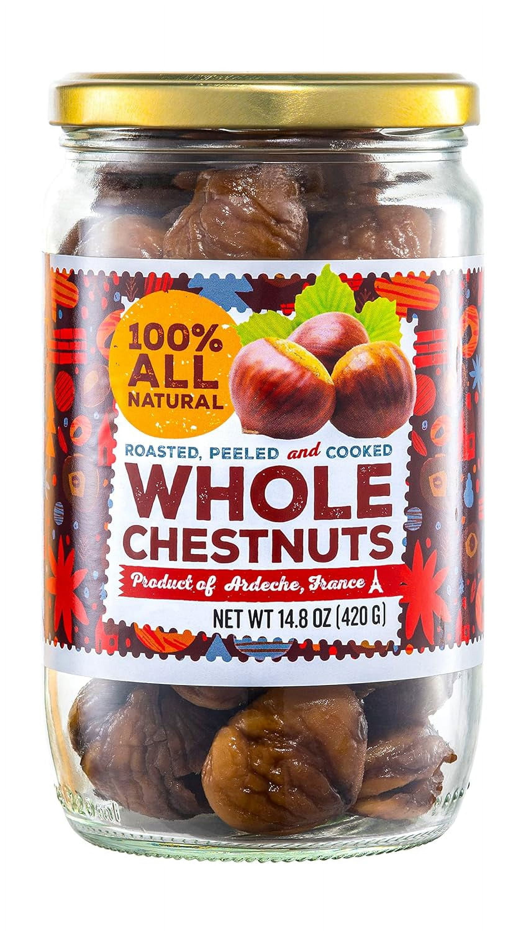 Gourmanity 420g Chestnuts from Ardeche, France, Peeled and Ready to Eat Jar, Roasted Peeled Chestnuts, Roasted Chestnut