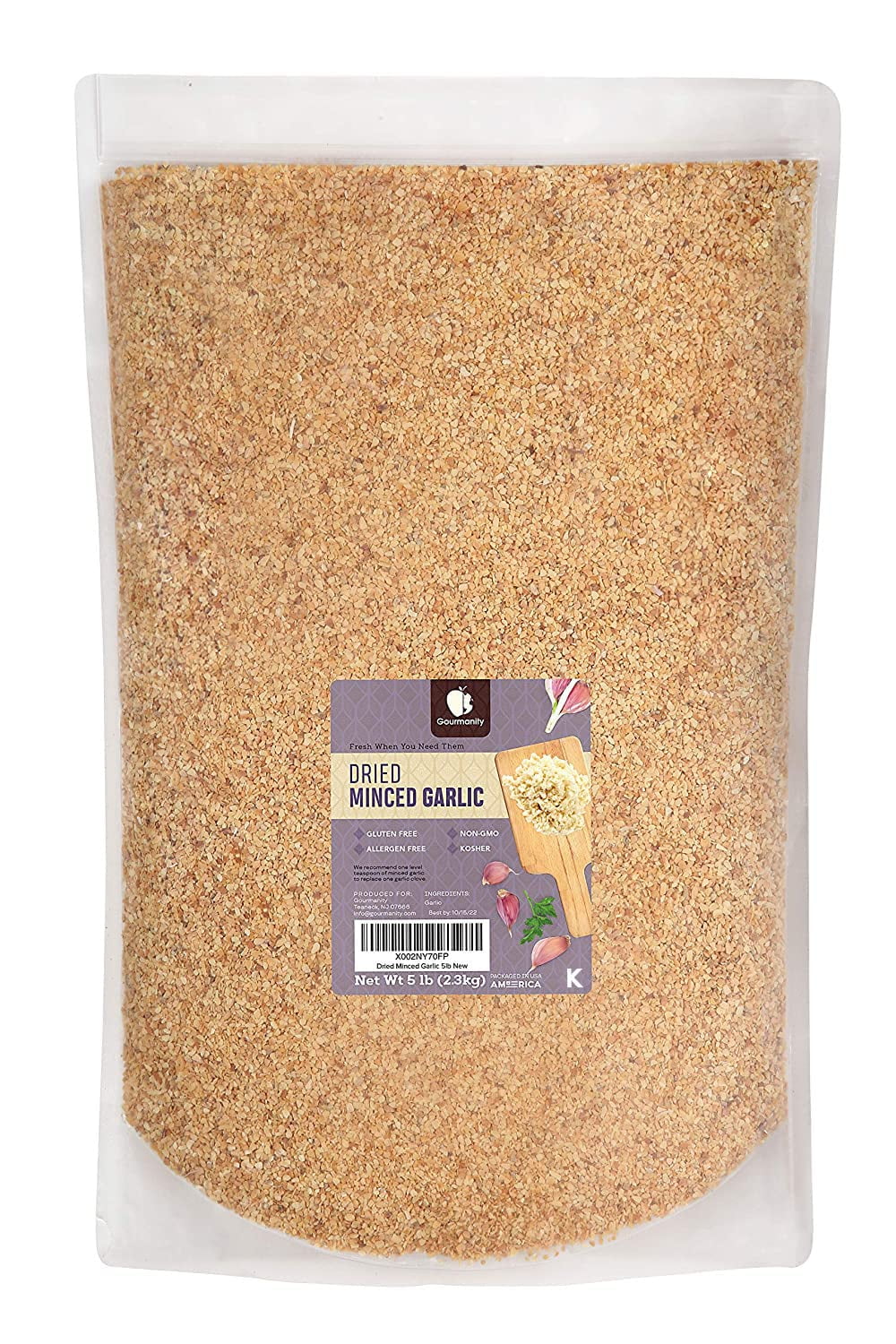 Gourmanity 5 lb Dried Minced Garlic, Dehydrated Garlic, Fresh Garlic
