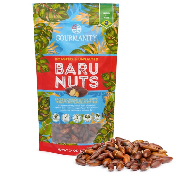 Gourmanity Brazilian Baru Nuts, Complex Nutty Flavor, High in Protein, Vitamin E and Omega 6 & 9, Roasted and Unsalted, 1.5 LB