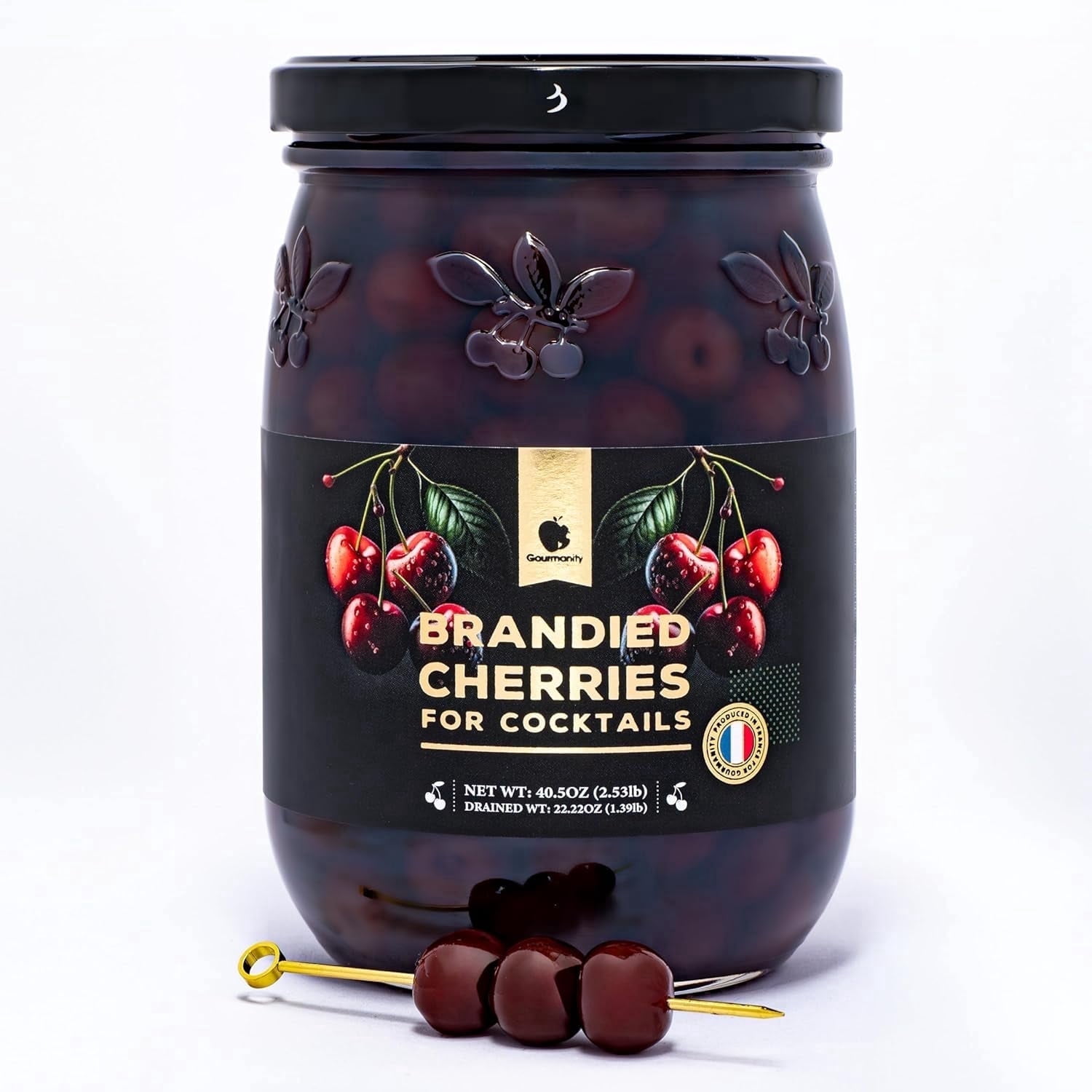 Brandied Cocktail Cherries, French Morello Cherries in Kirsch Brandy, 2.5lb, by Gourmanity