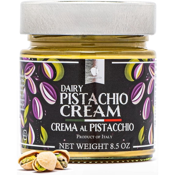 Gourmanity Dairy Pistachio Cream Spread, Perfect for Dubai Chocolate Bar, Luxury Pistachio Butter Cream For Sweet And Savory Dishes, Ideal for Italian Recipes, 8.5 oz Jar