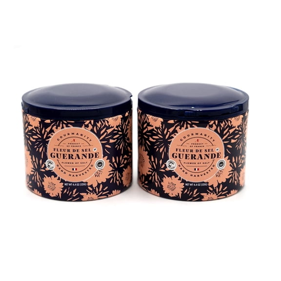 Gourmanity Fleur De Sel De Guerande, Premium Hand Harvested Finishing Salt - Authentic French Sea Sel, Ideal for Gourmet Cooking, Baking and Seasoning, 4.4 oz (Pack of 2)