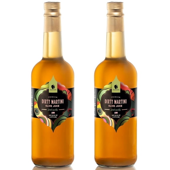 Gourmanity Olive Brine for Dirty Martinis, Classic Cocktail Mix, 25oz Bottle (Pack of 2)