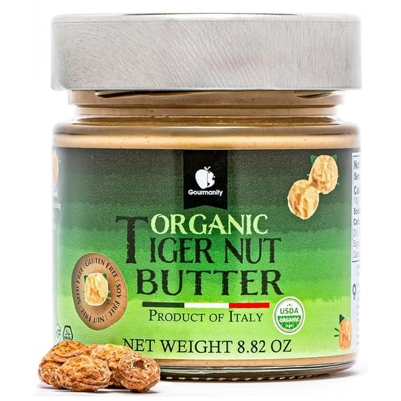 Organic Tigernut Butter, Tasty Nut Free Peanut Butter Alternative,  8.8oz / 250g Jar by Gourmanity