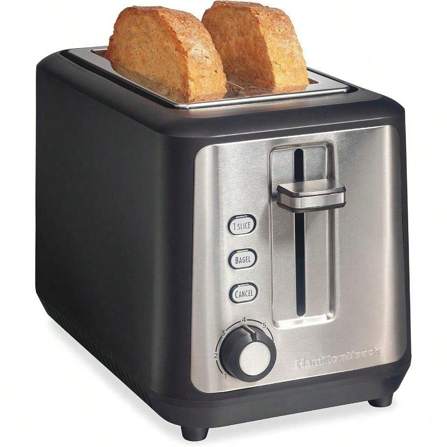 Gourmet 2 Slice Slot Toaster with Extra Long and Wide Slots SureToast Technology Shade Selector with 7 Browning Levels Bagel Setting Matte Black and Stainless Steel 22996