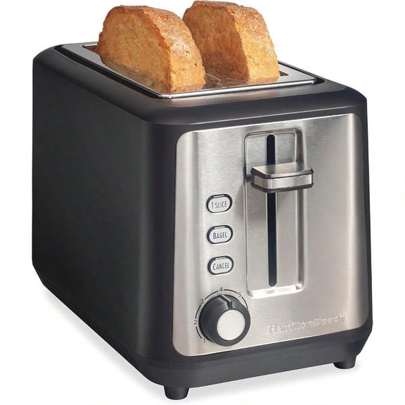 Gourmet 2 Slice Slot Toaster with Extra Long and Wide Slots SureToast Technology Shade Selector with 7 Browning Levels Bagel Setting Matte Black and Stainless Steel 22996