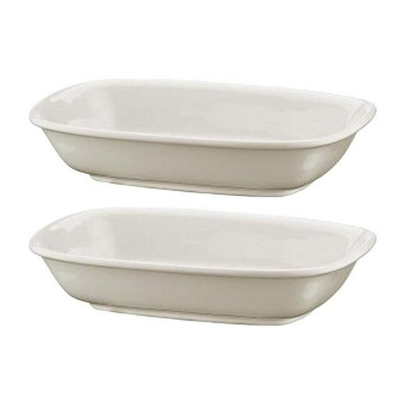 Gourmet 5.5" x 4" x h:1.25" 7 oz. Rectangular Warm White Vitrified Deep Plate (Set of 2)