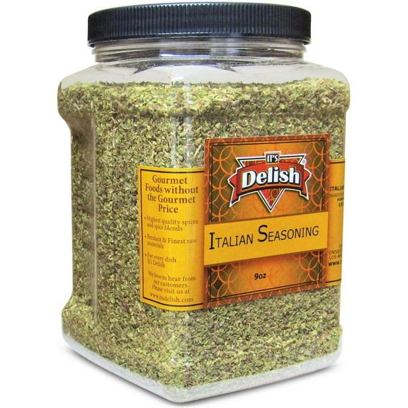 Gourmet Italian Seasoning By It's Delish - 9 OZ Jumbo Reusable Container Jar - All Natural Blend of Dried Herbs - Aromatic Italian Seasoning
