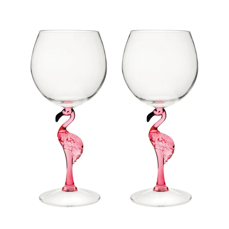 Gourmet Art 2-Piece Flamingo 20 oz. Durable Acrylic Plastic Wine Glass,  Ideal for Wine and Beverage 