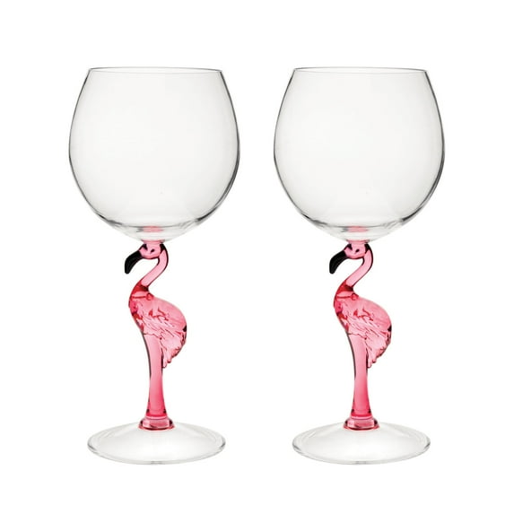 Gourmet Art 2-Piece Flamingo 20 oz. Durable Acrylic Plastic Wine Glass, Ideal for Wine and Beverage